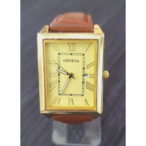 Geneva Classic Vintage‎ Look Men's Louis Tank Large 37mm Watch New ** - Picture 3 of 9